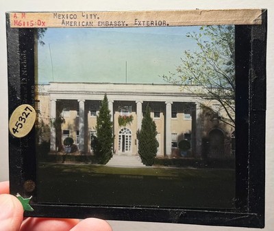American Embassy Mexico City  magic lantern glass slide