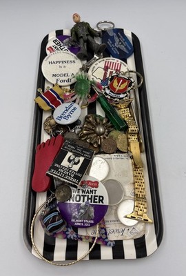 Vintage junk drawer lot items advertising Smalls Older As Shown Lot#41614