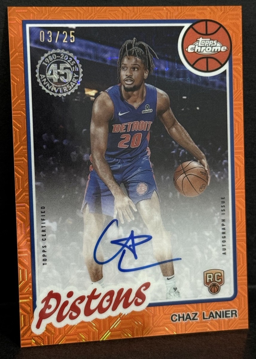 2025-26 Topps Basketball RC Chaz Lanier Chrome On Card Auto Orange