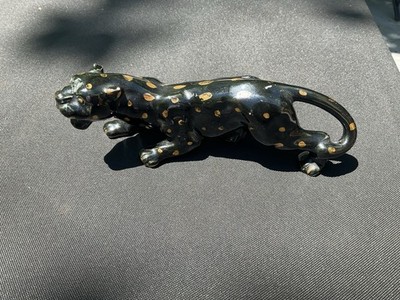 VTG Black Panther Tiger W/ Gold Spots Atlas Hand Painted Japan MCM 9 X2.5  Rare