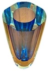 9" Poli Mandruzatto Murano Italy Italian Sommerso Art Glass Block Vase Vtg Mcm