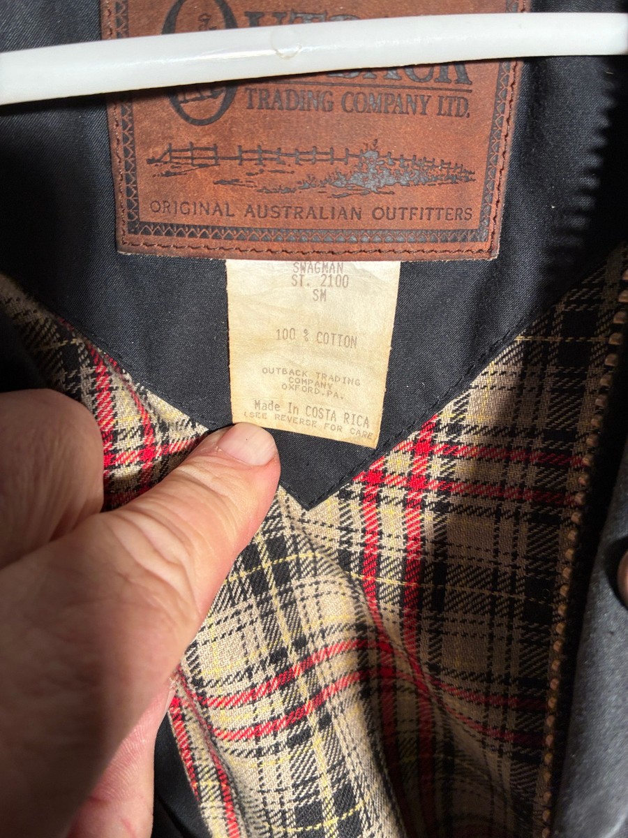 Vtg Outback Swagman Jacket Men's Small Oilskin Canvas Duster Hooded Black  T1 View 3