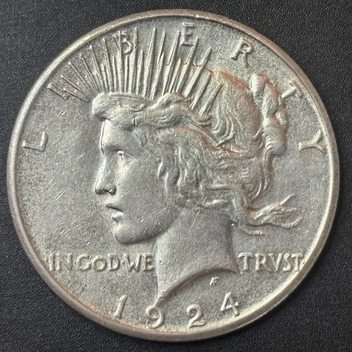 1924-S Peace Dollar $1 US 90% Silver Coin XF/AU Nice Details