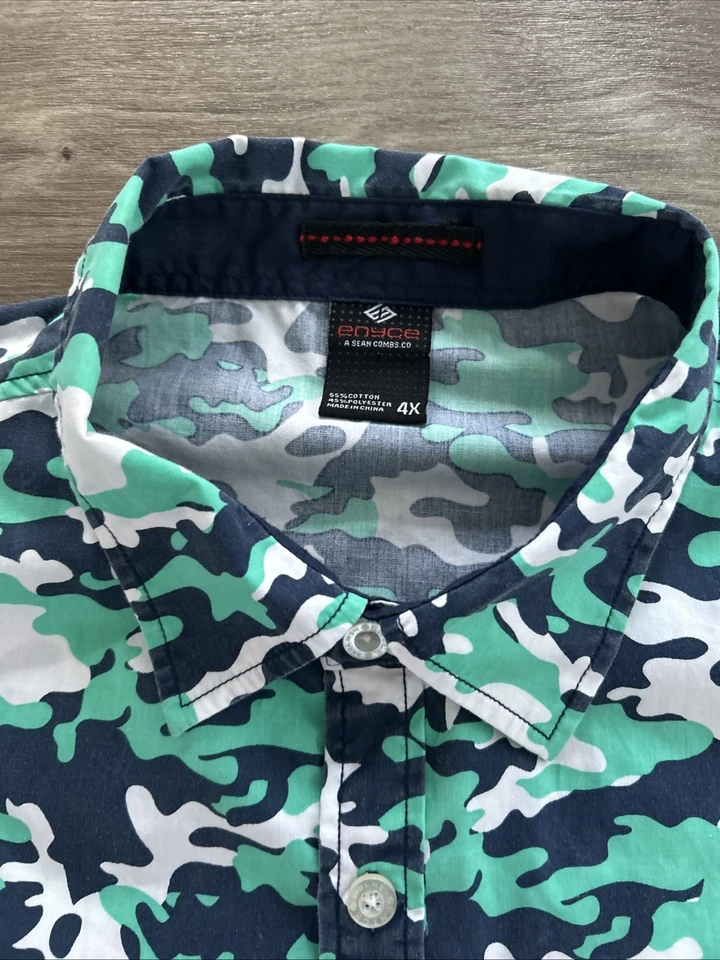 Enyce a Sean Combs co., camisa camuflaje manga corta, abotonada talla 3XL Foto 2 de 4