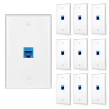 10 Pack Ethernet Wall Outlet Cat6 Plate RJ45 Keystone Jack Gifts Network Blue