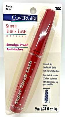 CoverGirl Super Thick Lash Mascara 300 Black Smudge-Proof All Day Vintage VTG
