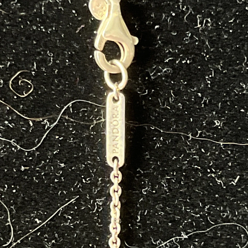 Pandora 925 heart rhinestone necklace 16-18 inch chain - Image 3 of 4