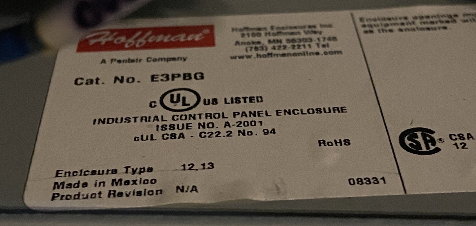 Hoffman E3PBG 3‑hole control station START STOP E‑STOP 8‑pin Sprecher+Schuh