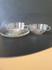 2x Tasse & Untertasse Saale Glas Jena Wagenfeld Teetasse hoch Bauhaus Teho