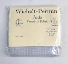 Wichelt Imports PREMIUM Cross Stitch Fabric AIDA 14ct 18" X 25" TOUCH OF GREY