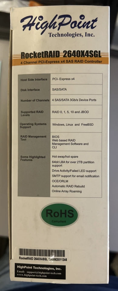 HighPoint RocketRAID 2640X4 SGL PCI-Express x4 SATA / SAS Controller Card - Image 4 of 4