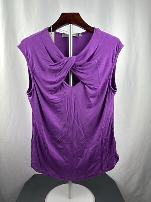 one 7 six Women s Purple Criss Cross Sleeveless Blouse Size Large Grape Vineyard