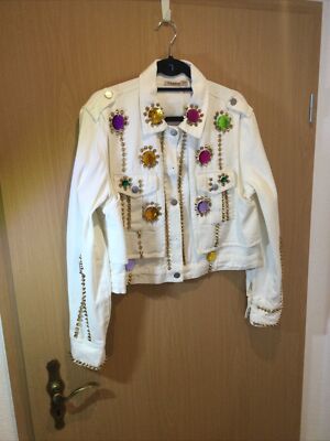 Denim Jacke mit Crystal Steinen + Nieten Gr.XL   Damen Jeansjacke NEU 