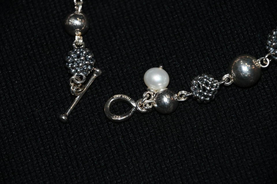 PULSERA QVC MICHEAL DAWKINS PLATA ESTERLINA GRANULACIÓN GOTA CUENTAS 8" 5AB Foto 4 de 4