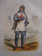 19th century engraving portrait of GODEFROY DE BOUILLON Frank Knight