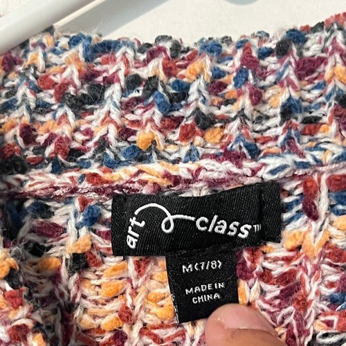 Art Class Girls Sweater Size M (7/8) Multicolor Cable Knit Boucle Mock Neck - Picture 2 of 7