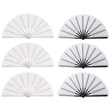 6X Blank Folding Fans Bamboo Hand Held Fans Party Wedding Dance Supplies D WXN