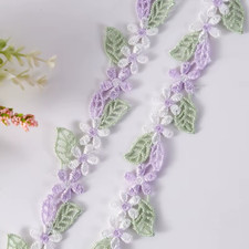 1-inch-wide embroidered lavender Green Lace Trim Flower price per yard