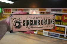 SINCLAIR HC OPALINE MOTOR OIL DEALER PORCELAIN METAL SIGN GAS OIL STATION DINO