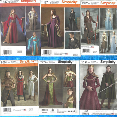 CHOOSE PATTERN - Sz 6-22 High Fantasy Misses/Womens LotR GoT Costumes Simplicity