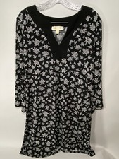 Michel by Michael Kors Dress Large Ladies Womens Black White Print Floral Flower