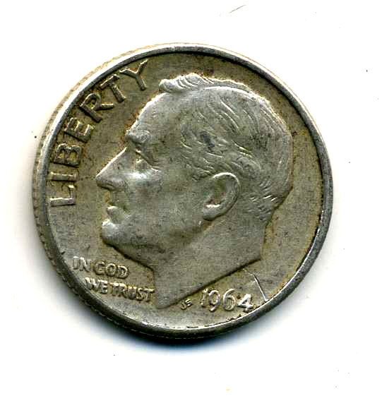 1964 D Roosevelt Dime US 10 Cent U.S America SILVER UNITED STATES 10c Coin #7387