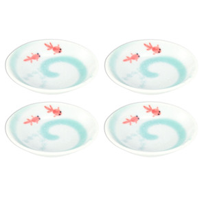 4-Piece Japanese Soy Sauce Dipping Dishes - Blue Crab Pattern, 3.5 Inch, Made In Japan, Dishwasher Safe
