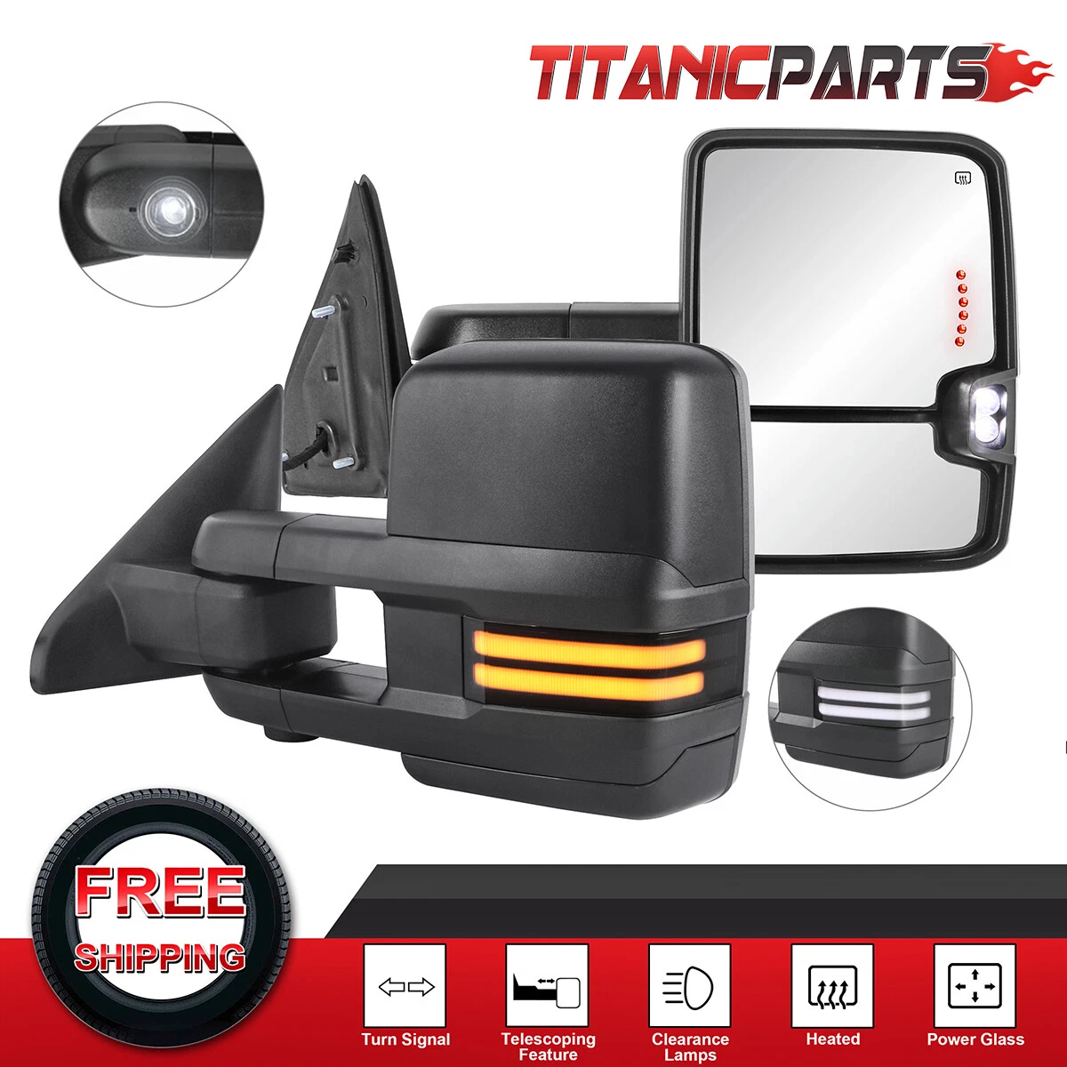Tow Mirrors For 2009-2018 Dodge Ram 1500 10-18 2500/3500 Power Heated One Pair