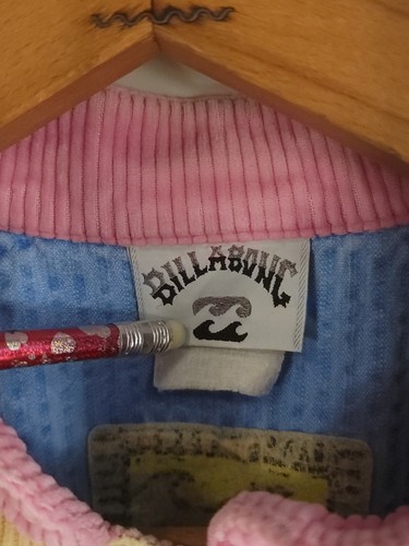 Vtg Billabong Corduroy Jacket Men's Large Blue Yellow Pink Snap Front Distressed - Picture 5 of 19