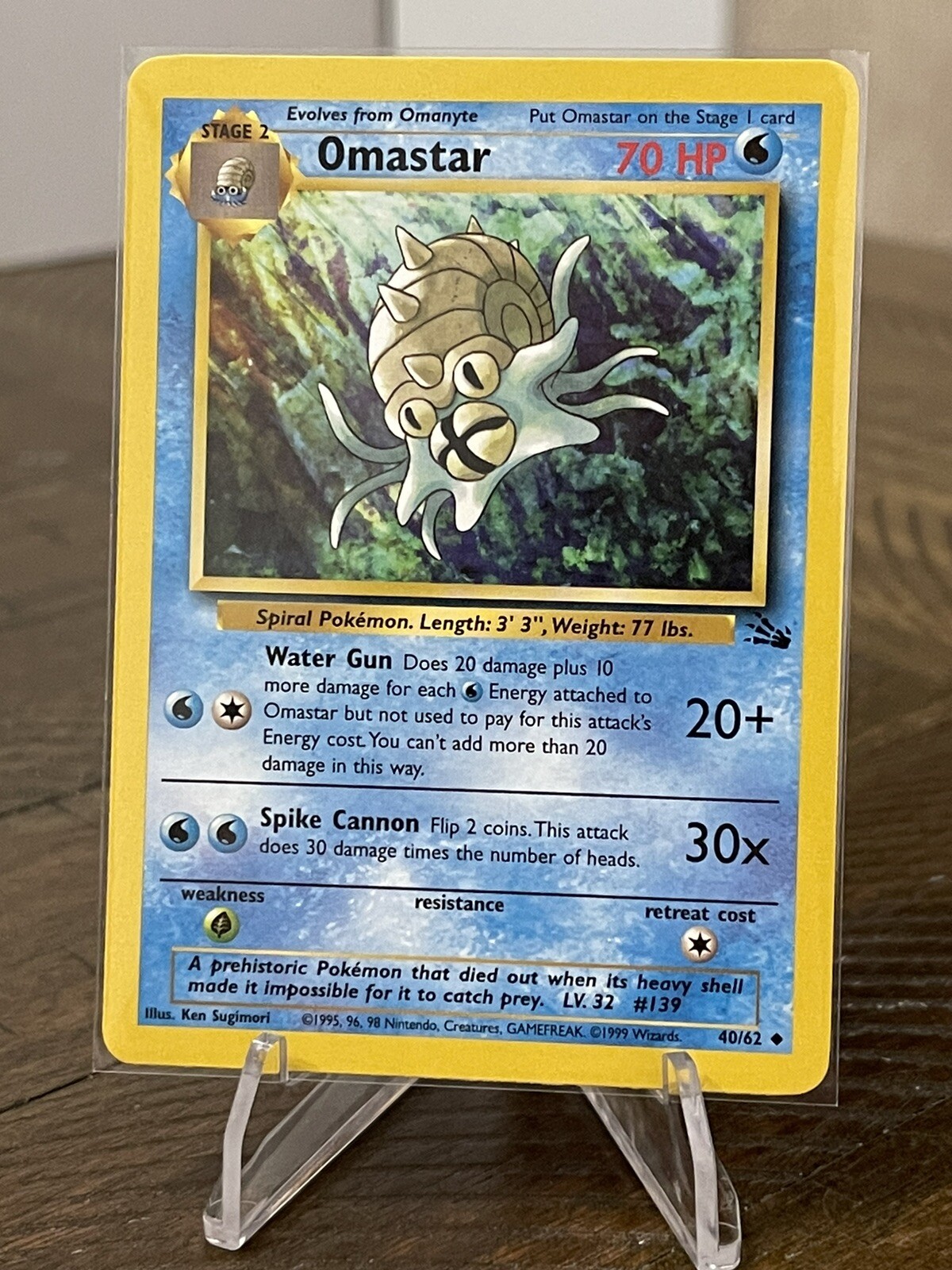 Omastar 40/62 Uncommon Unlimited Pokémon Trading Card Fossil Near Mint - Mint!!