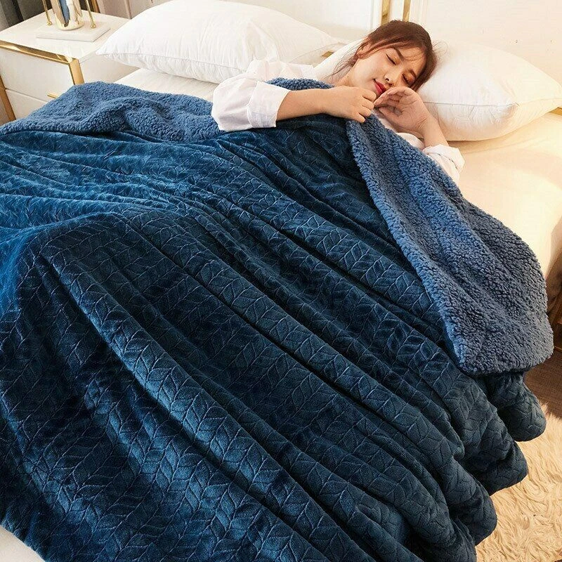 Home Textiles Fleece Blankets Blue Thick Warm Winter Blankets Super Soft  Duvet | eBay
