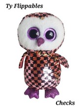 Ty Flippables Checks the Owl Sequin Plush Toy 10" Limited Edition