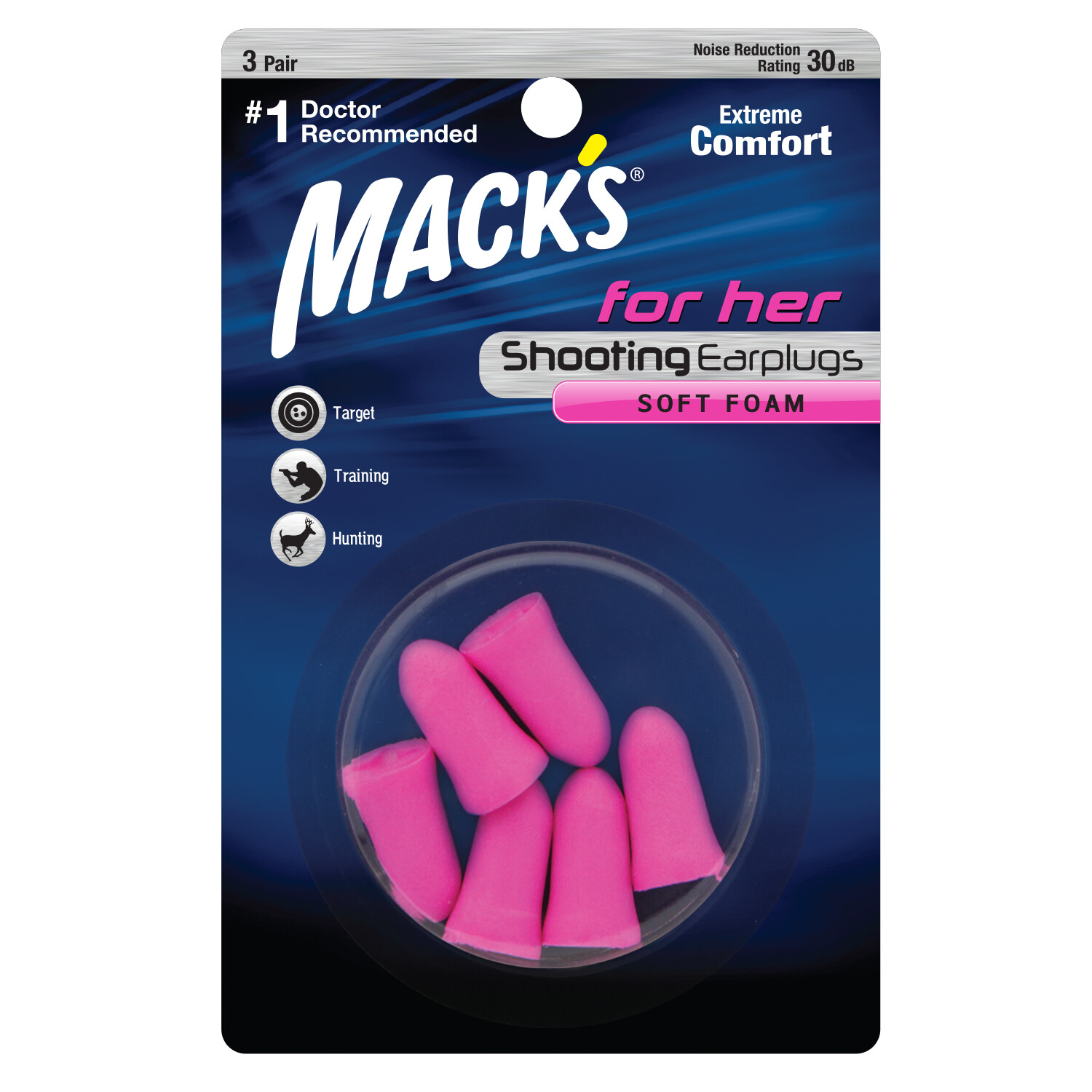 Mack's Shooters For Her Foam (3-Pair) Blister Pack Earplugs