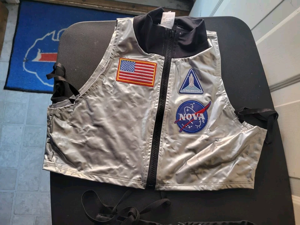 Fantasia Fashion Nova prata astronauta preliminares espaciais M/L 4 peças - Imagem 3 de 4