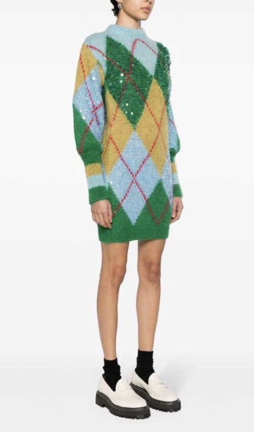 パーティードレス Sequinned Argyle Jumper Dress Auth.Gucci sequinned argyle jumper dress M New | eBay