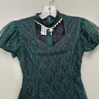 chinese dress ladies Small 80s Black Velvet Lace Choker Party Dress