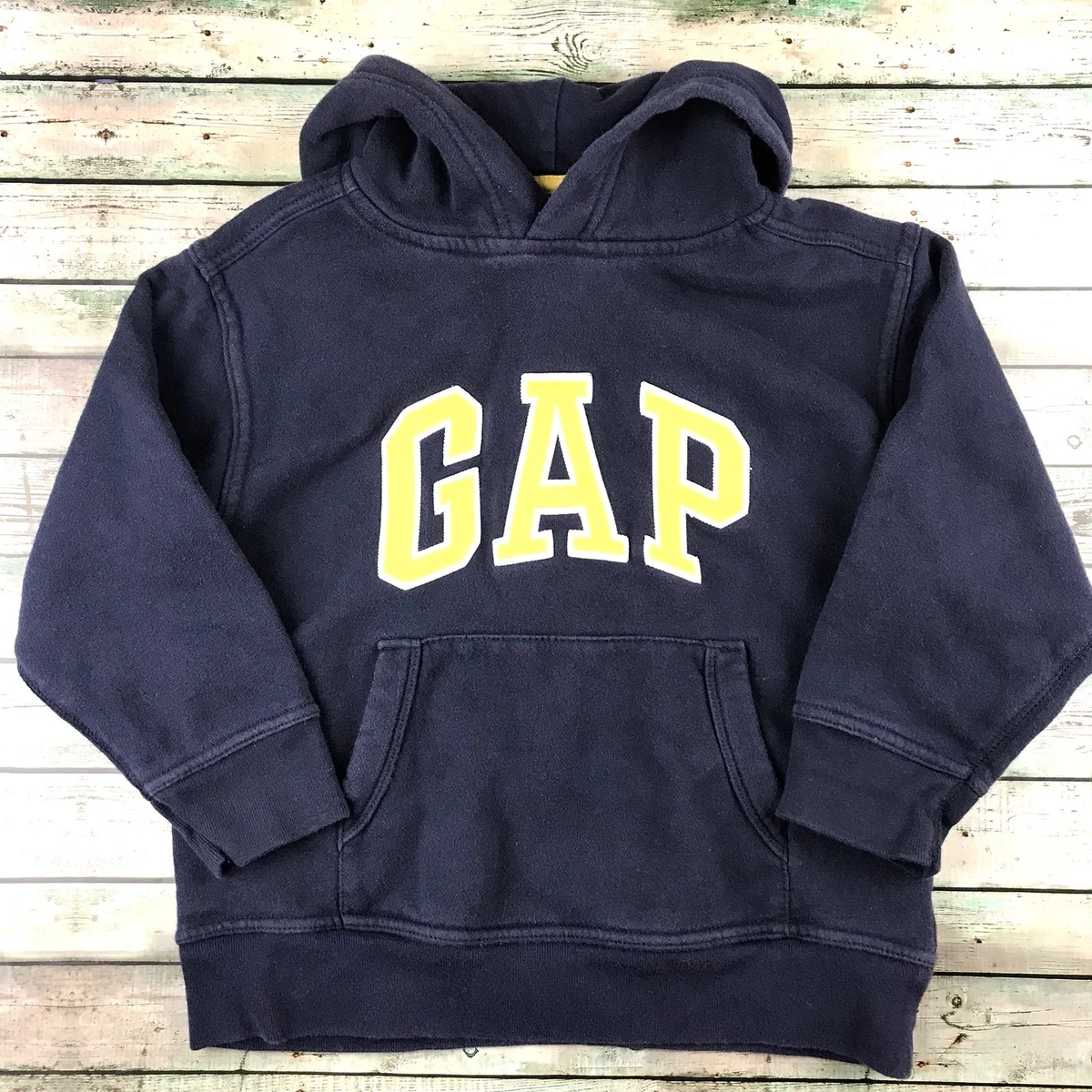 GAP Boys Sweatshirt Hoodie Logo Jacket XS 4-5 Pullover Blue Yellow EUC | eBay