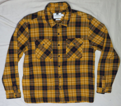 TOPMAN OVERSHIRT MENS US L BLACK GOLD HEAVYWEIGHT FLANNEL SHIRT JACKET 2 LAYER
