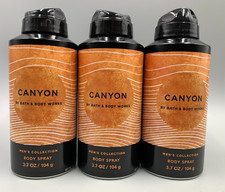 Bath  Body Works Men's Collection Canyon Body Spray Full Size 3.7 Oz S/3 6046D