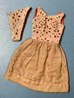 Vtg 1960s? Clone? Homemade? Barbie Tammy Doll Beige Dress & Hat W Red Underlay