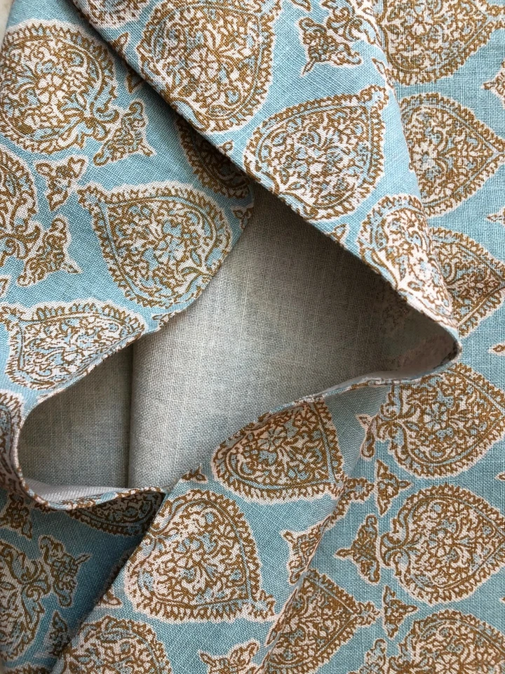 RAOUL TEXTILES Sari Robins Egg Blue Paisley Linen Throw Pillow Cover New - Image 2 of 3