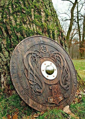 Knight Half Cut Round Wooden Viking Shield Larp, Cosplay Roleplay Gift