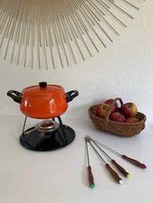 23 ⚜️ Ancien Service à Fondue Bourguignonne Couleur Orange Vintage