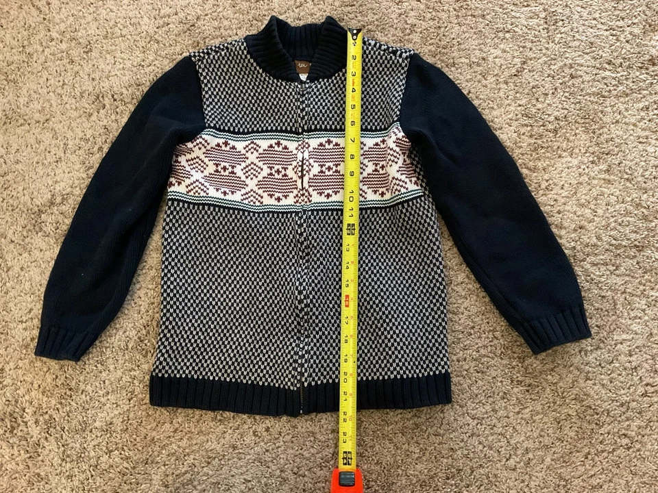 Cárdigan Suéter Cremallera Completa Tea Collection Boys Fair Isle Azul Marino Rojo Blanco XL 12 Foto 3 de 4