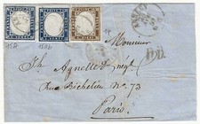 Anciens Etats (Sardaigne) Affranchissement bicolore 10 et 20 c. sur lettre po...
