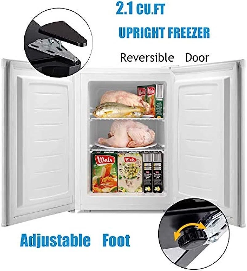 Compact Chest Upright Freezer Reversible Stainless Steel Door