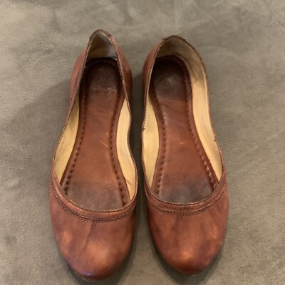 Frye Womens Size 7.5 B Carson Ballet Flats Cognac Slip On Leather