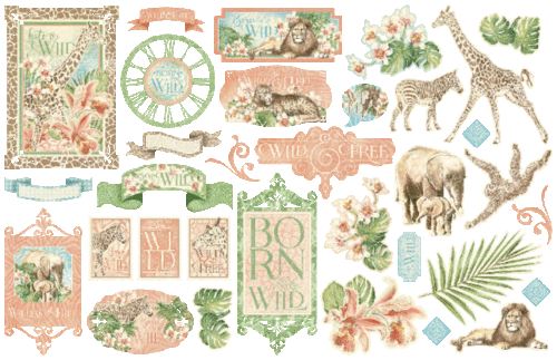 GRAPHIC 45 "WILD AND FREE" 34 DIE CUTS ZOO ANIMALS RETIRED SCRAPJACK'S PLACE - Picture 2 of 2