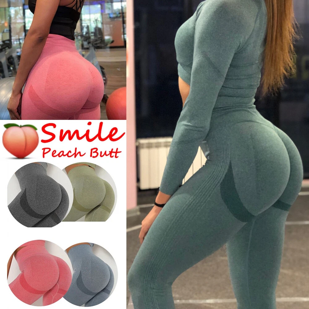 Women High Waist Scrunch Leggings Booty Push Up Workout Legging Butt Lifting  Seamless Stretchy Leggins Smile