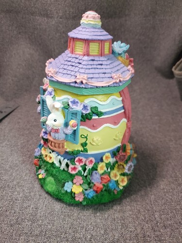 Caja de Música de Colección CONEJO DE PASCUA con par de conejitos violinista flores coloridas - Imagen 4 de 7